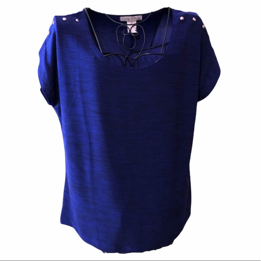 Vintage Suzie Royal Blue Short Sleeve Blouse